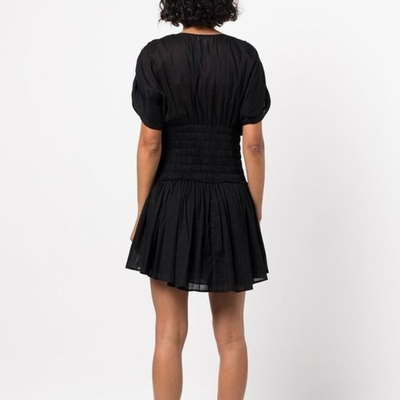 A.L.C. Luna Dress in Black Ruched Pleated Crepe Mini Size Small - Picture 2 of 13